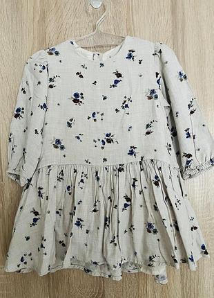 Сукня для дівчинки zara бежевого кольору з квітковим принтом, розмір 92-98