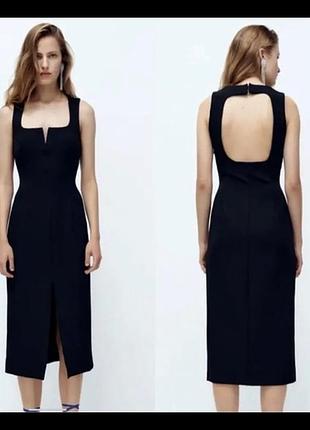 Чёрное платье миди zara 4