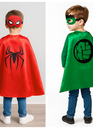 Детские карнавальные костюмы супергероев - халк, человек-паук (spider-man), плащи с масками, на 3-9 лет
