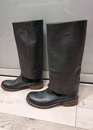 Высокие черные кожаные брендовые сапоги navy boot, 38/39