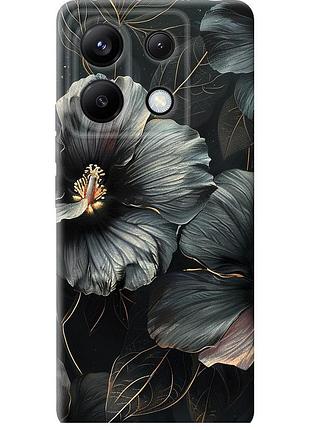 Чехол силиконовый на телефон xiaomi poco x6 черные цветы "6031u-3678-58250"