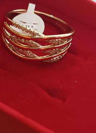 Женская кольца xuping «плетение» с фианитами, позолота ро (18k)