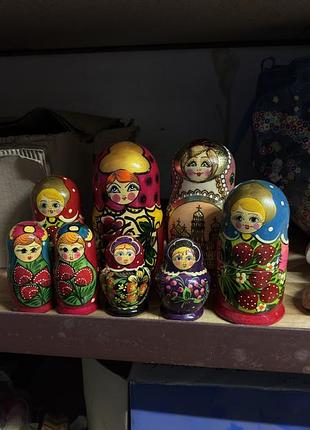Матрьошки дерев'яні вінтажні розписані вручну