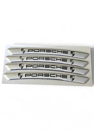 Металлические наклейки на диск авто с логотипом porsche, серые