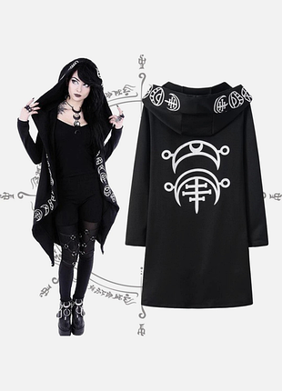 Женская кофта в готическом стиле черная с капюшоном s/m/l размер