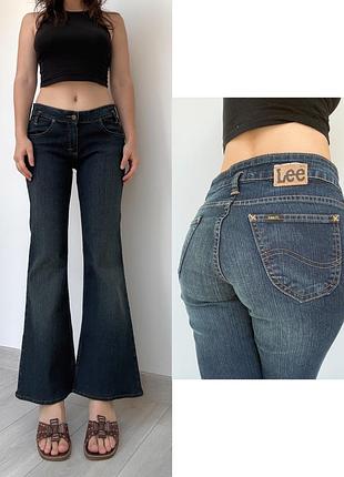 Джинсы lee 38 40 m l синие низкая талия посадка клеш flared bootcut vintage винтаж 2000ые 90ые ретро y2k
