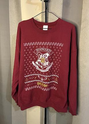 Світшот чоловічий harry potter різдвяний бордовий 2xl