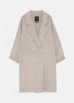 Коричневе вовняне пальто zara handmade