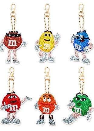 Набір брелків для алмазної мозаїки "m&m's" br26 інструменти для роботи, 6 брелків
