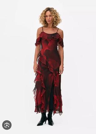 Шифонова сукня макси з воланами rita ora x primark (розмір 42/l)