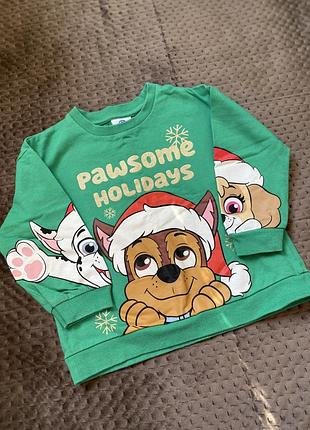 Світшот дитячий новорічний, кофта "щенячий патруль" (paw patrol), розмір 98