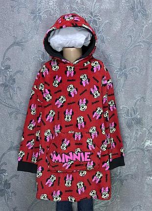 Тепла кофта худі плед кігурумі дитяча minnie mouse disney 7-10 років 140 см зріст оверсайз піжама кенгуру фліс осінь зима теплий дитячий домашній одяг