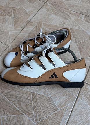 Кроссовки retro vintage 1999 adidas golf shoes womens us 7.5 tan white leather sneakers