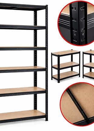 Стелаж металевий prima home 6 полиць 220×90×40 см, чорний, для гаража, дому, складу, майстерні