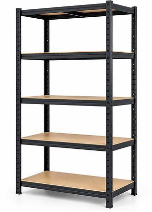 Стелаж металевий prima home 5 полиць 180×90×40 см, до 175 кг на полицю, для дому гаража складу магазину, чорний