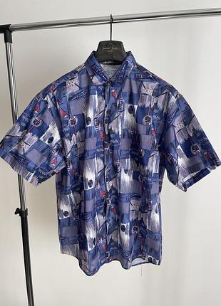 Вінтажна шовкова сорочка thai silk by apple з абстрактним принтом (l)