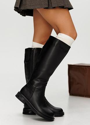 Чоботи жіночі шкіряні байка, чорні, осінні, матеріал натуральна шкіра, розмір 36 fw_004691