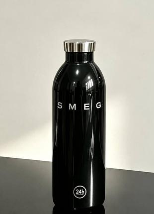 Термопляшка smeg смог 500 мл кремова, термос із неіржавкої сталі для води та напоїв чорний