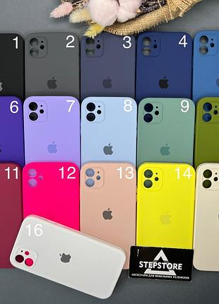 Чохол квадратний silicone case full camera 360 для iphone 11 6.1 з мікрофіброю square закритим низом камерою
