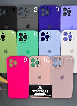 Чохол квадратний silicone case для iphone 13 pro max full camera з мікрофіброю закритим низом камерою
