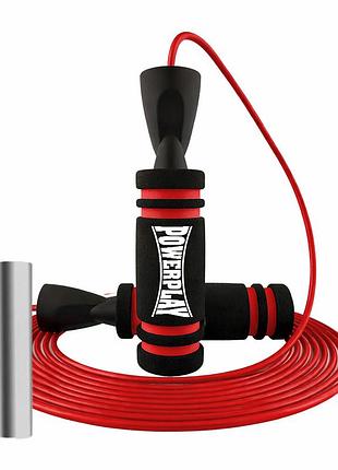 Скакалка скоростная powerplay 4212 x rope с утяжелителями черно/красная (120г*2) 3м.