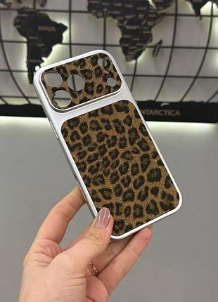 Чохол для iphone 17 pro max з леопардовим принтом та блискітками,чохол-накладка на iphone 17 pro max з леопардовим дизайном