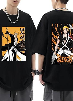 Оверсайз футболка bleach (бліч) з аніме принтом чорна s