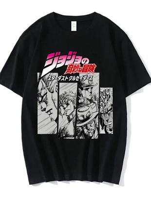 Оверсайз футболка jojo's bizarre adventure (невероятные приключения джоджо) с аниме принтом черная s
