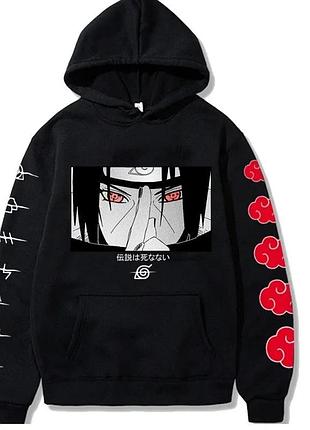 Худи оверсайз naruto с аниме принтом (черный, s)