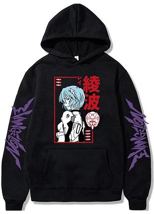 Худи с аниме принтом evangelion чорний xl