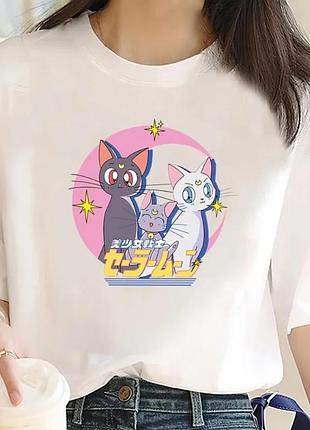 Оверсайз футболка sailor moon (сейлор мун) з аніме принтом біла s