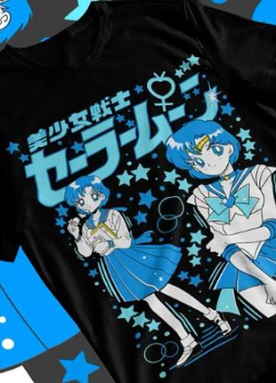 Оверсайз футболка sailor moon (сейлор мун) з аніме принтом чорна s