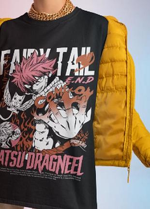 Оверсайз футболка fairy tail (хвіст феї) з аніме принтом чорна s