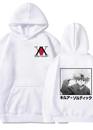 Худі з аніме принтом hunter x hunter білий xxxl