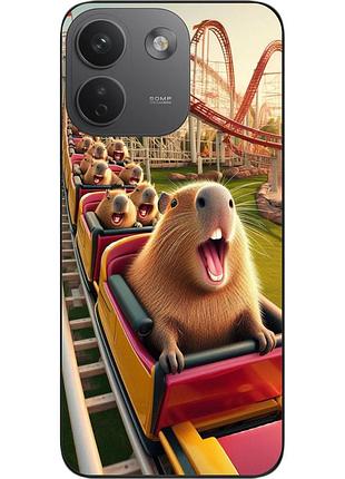 Силиконовый чехол epik для xiaomi redmi note 17 pro max 5g с картинкой капибары на американских горках