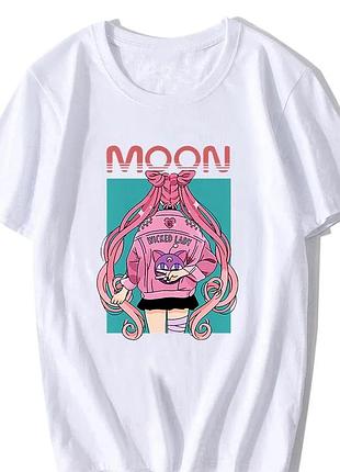 Оверсайз футболка з принтом sailor moon белая m