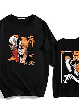 Оверсайз футболка bleach (бліч) з аніме принтом чорна s