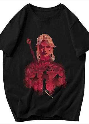 Футболка оверсайз the witcher відьмак чорна/біла розмір s — геймерський мерч, стрітстайл
