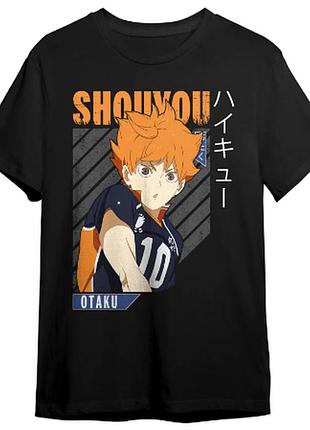 Оверсайз футболка haikyu!! (волейбол!!) з аніме принтом чорна s