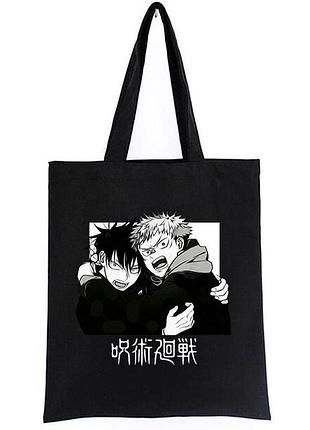 Тканевый шопер jujutsu kaisen магическая битва с аниме принтом — стильная сумка на плечо, экошопер