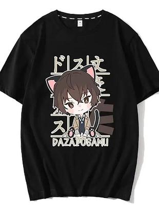 Оверсайз футболка bungo stray dogs (великий из бродячих псов) с аниме принтом черная s