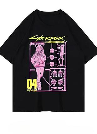 Футболка оверсайз cyberpunk 2077 (киберпанк 2077) черная/белая размер s — геймерский мерч, стритстайл