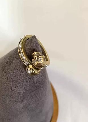 ​кольцо брендовое alexander mcqueen с черепами и жемчугом люкс качество