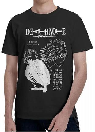 Оверсайз футболка death note (тетрадь смерти) с аниме принтом черная s
