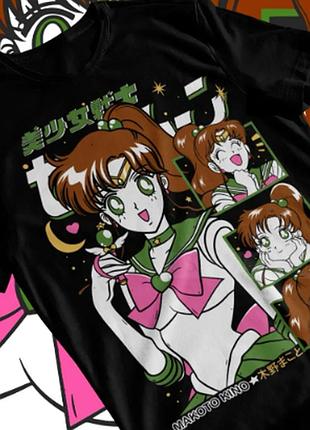 Оверсайз футболка з принтом sailor moon черная m