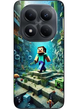 Силиконовый чехол epik для xiaomi poco m8 pro 5g с принтом подводное приключение minecraft
