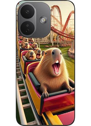 Силиконовый чехол epik для xiaomi redmi note 17 pro 5g с картинкой капибары на американских горках