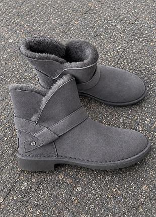 Ugg оригинал 37 размер серые угги новые зимние замшевые ботинки на меху тёплые женские сапожки удобная обувь на зиму