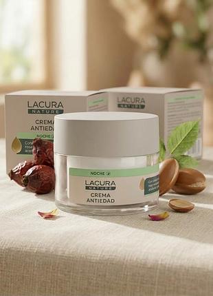Нічний антивіковий крем для обличчя lacura nature crema antiedad noche від відомого європейського бренду lacura, 50 мл.
