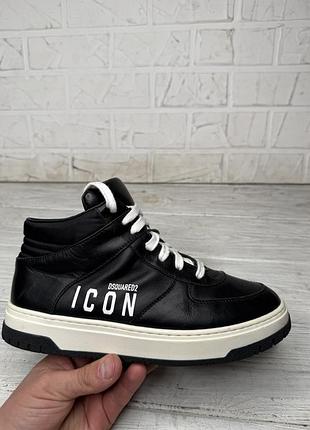 Крутые кожаные полуботинки dsquared2 icon hi top